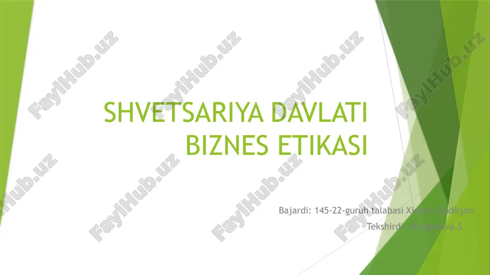 shvetsariya davlati biznes etikasi — PPTX