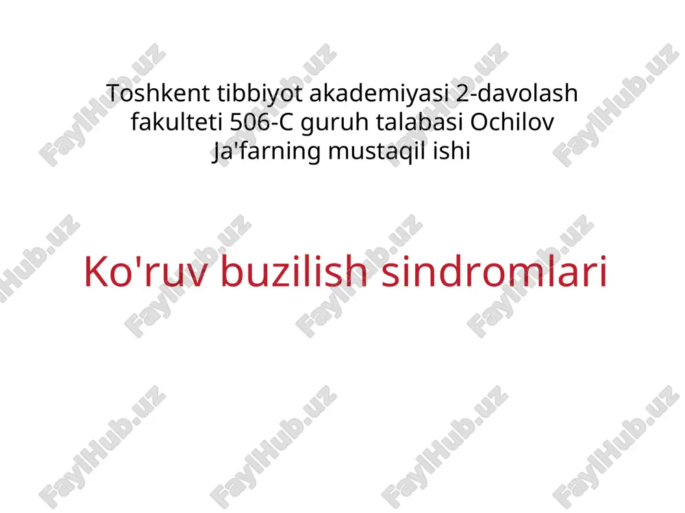 ko'ruv buzilish sindromlari — PPT