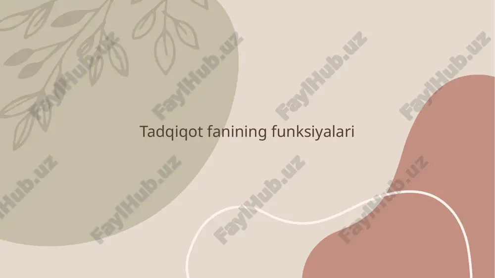 tadqiqot fanining funksiyalari — PPTX