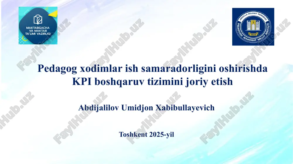 kpi boshqaruv tizimi joriy etish — PPTX