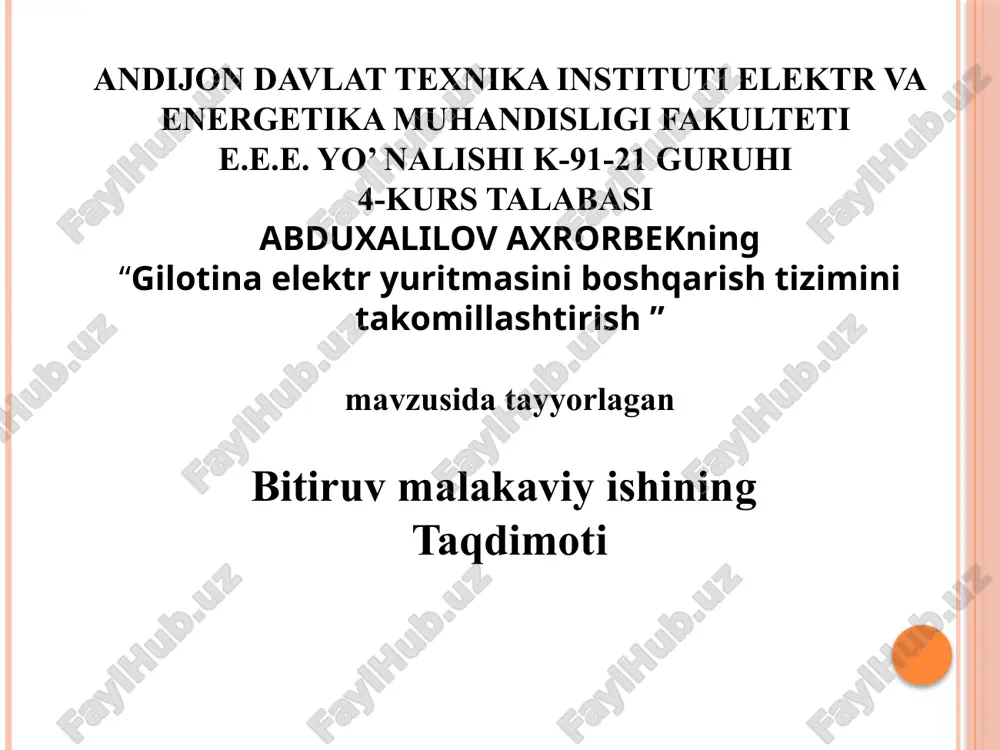 "gilotina elektryuritmasini boshqarish tizimini tarkiblashtirish" — PPTX