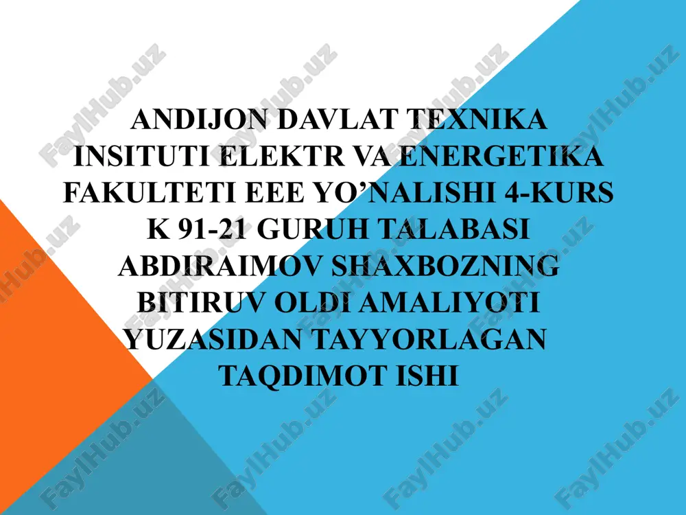 mashinastroitel andijon korxonasi haqida — PPTX