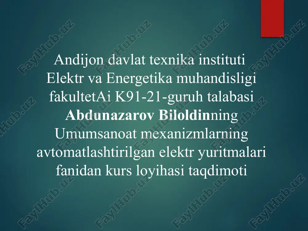 nasosni “tkr –d” tizimini hisoblash — PPTX