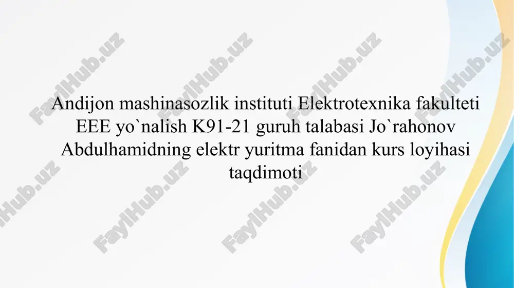elektrotexnika fakulteti kurs loyihasi "variant-c5" — PPTX