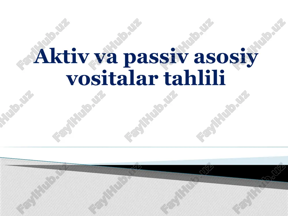 aktiv va passiv vositalar tahlili — PPTX