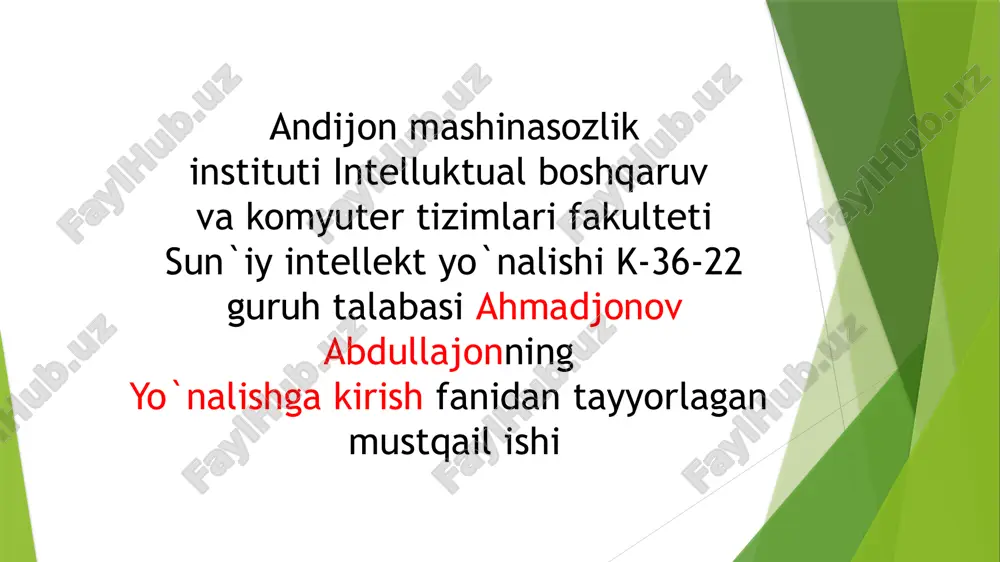 elektron jadvaldagi mantiqiy elementlarni qo‘llash — PPTX
