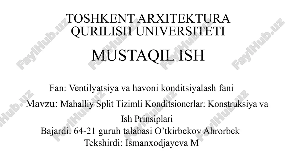 splittizimli konditsionerlar — PPTX