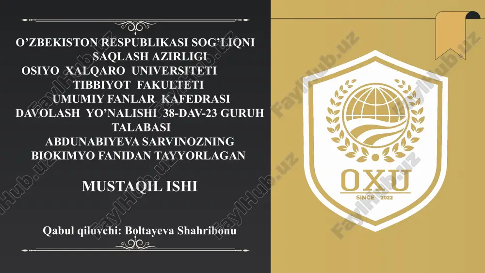 kallikrein-kinin tizimi,klinik ahamiyati — PPTX