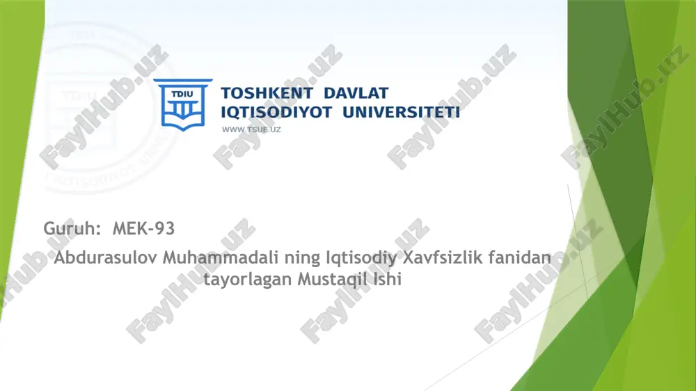 iqtisodiy xavfsizlik — PPTX