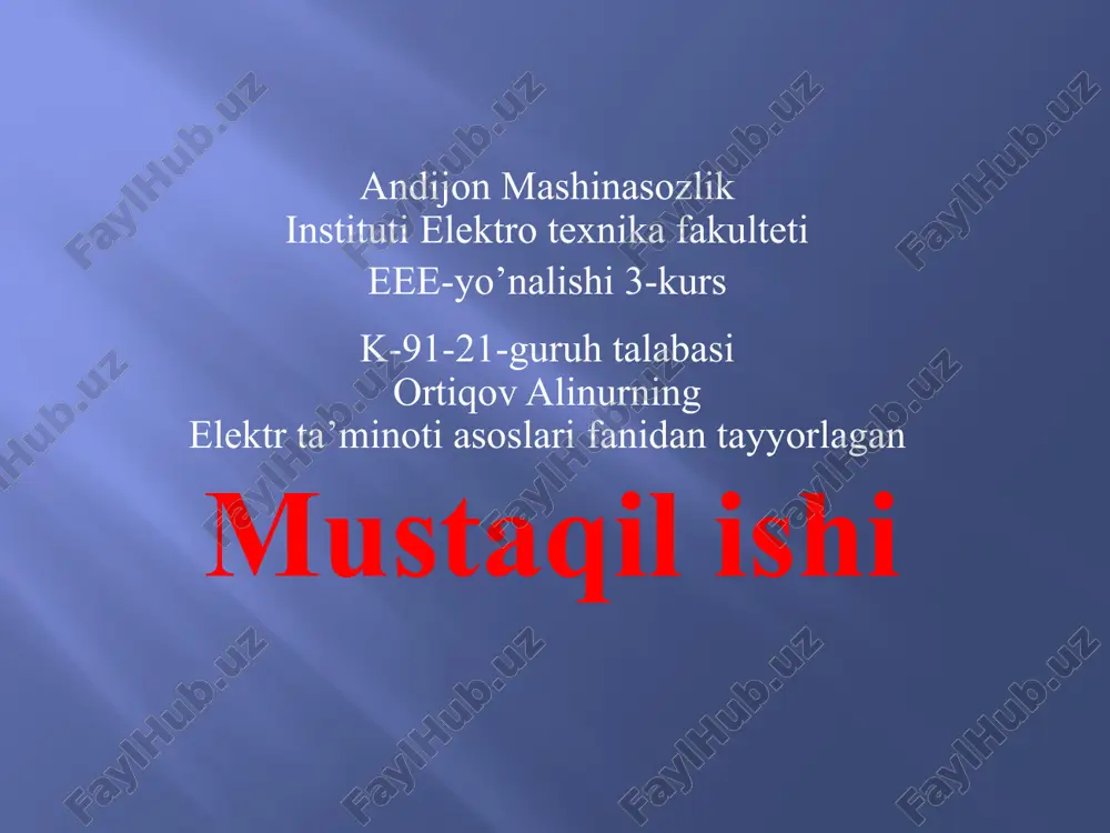 andijon mashinasozlik instituti elektrotexnika fakulteti — PPTX