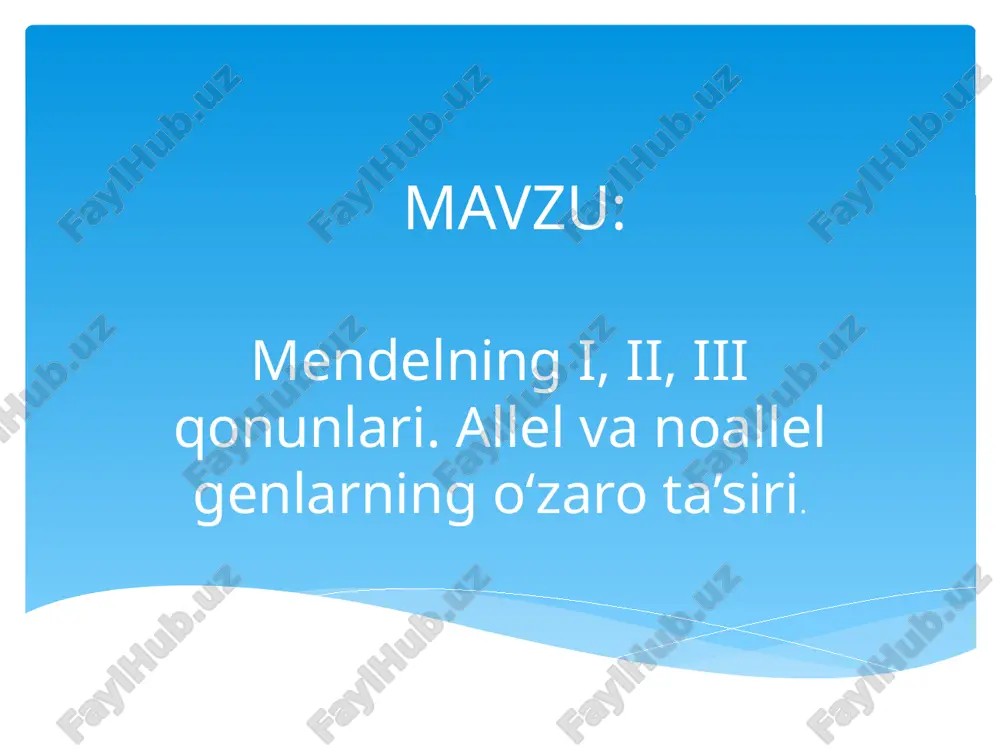 mendelning i, ii,iii qonunlari. allelvanoallelgenlarning o‘zaro ta’siri — PPTX