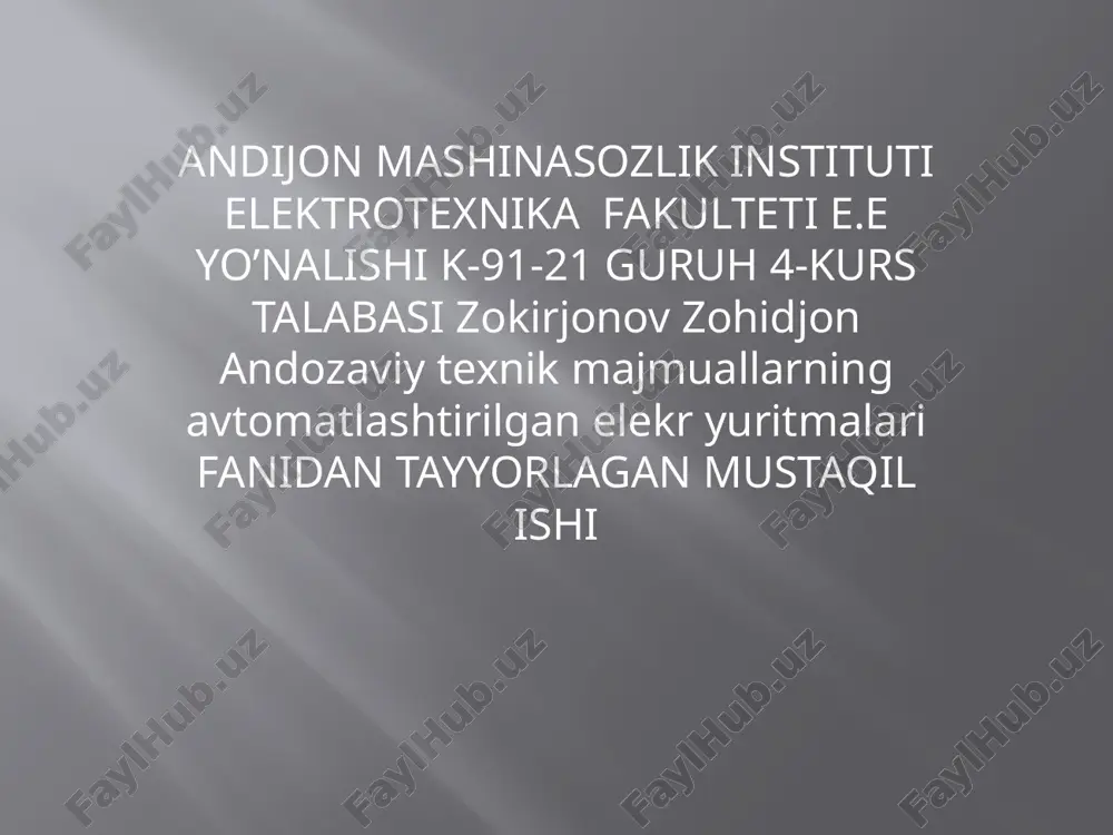 elektrotexnika fakulteti tanqidi — PPTX