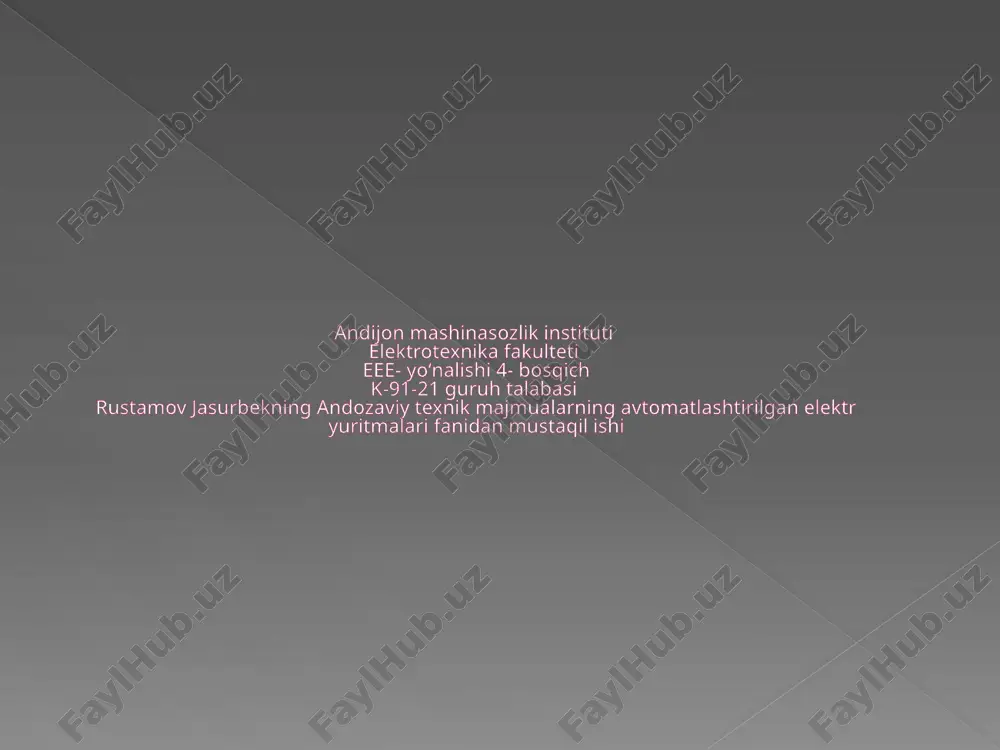 elektryuritma burg'alash dastgoxi — PPTX