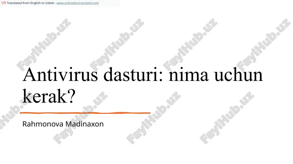 antivirus dasturi — PPTX