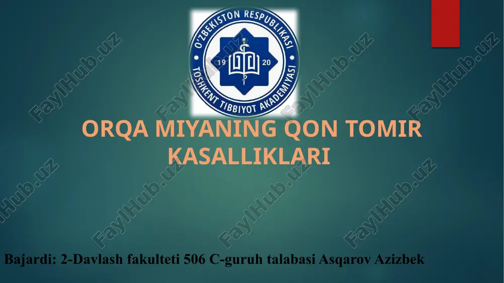 orqamiyaning qon tomir kasalliklari — PPTX