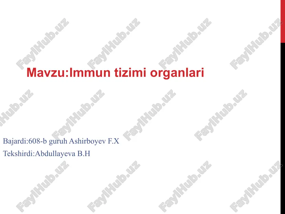 immunitet tizimi organlari — PPTX