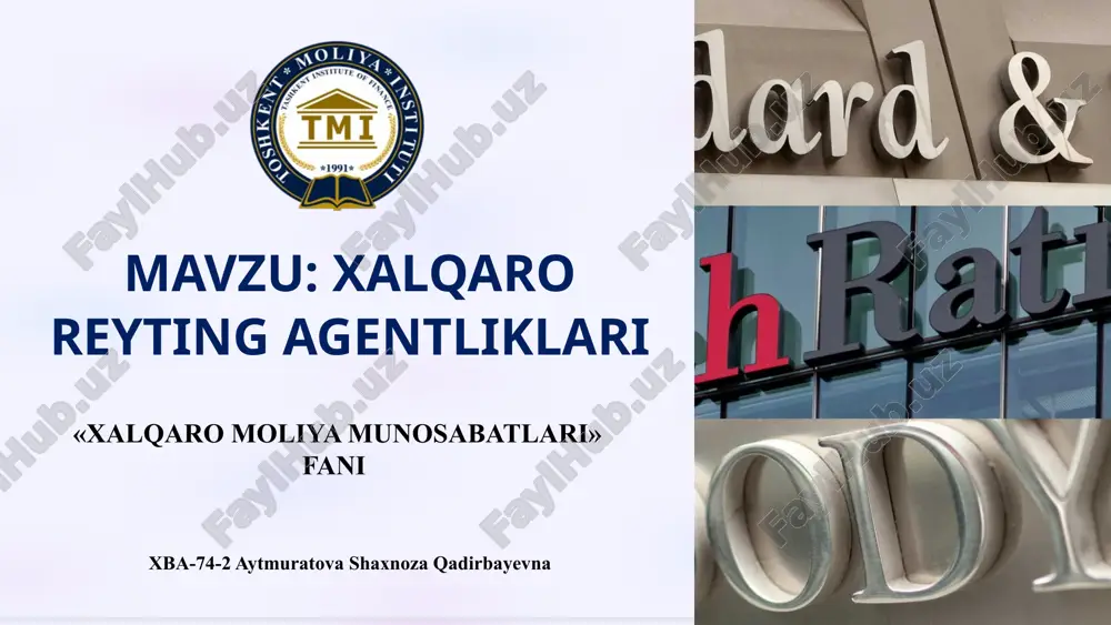 xalqaro reyting agentliklari — PPTX