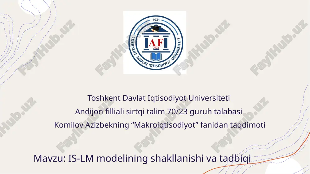 is-lm modeli taqdimoti — PPTX