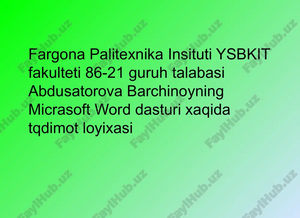 microsoft office word — PPTX