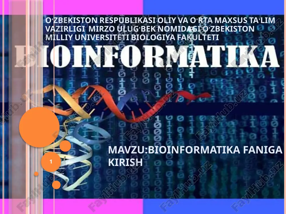 bioinformatika faniga kirish — PPTX
