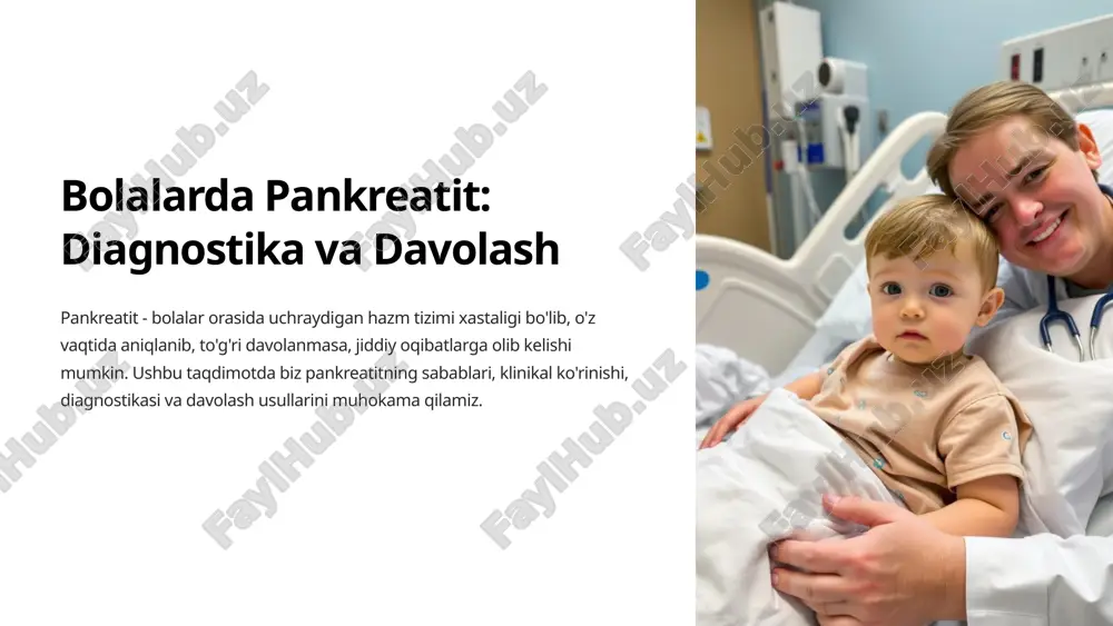 bolalarda pankreatit: diagnostika va davolash — PPTX