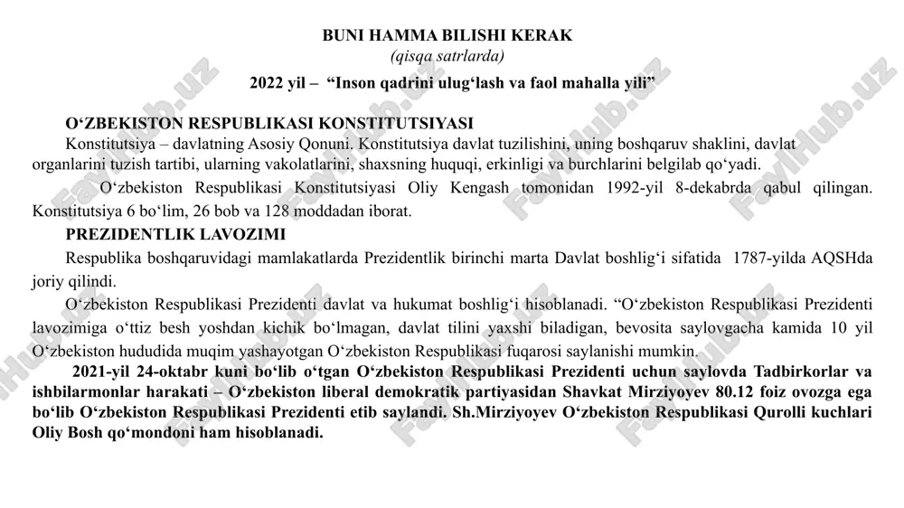 o'zbekiston respublikasi konstitutsiyasi — PPTX