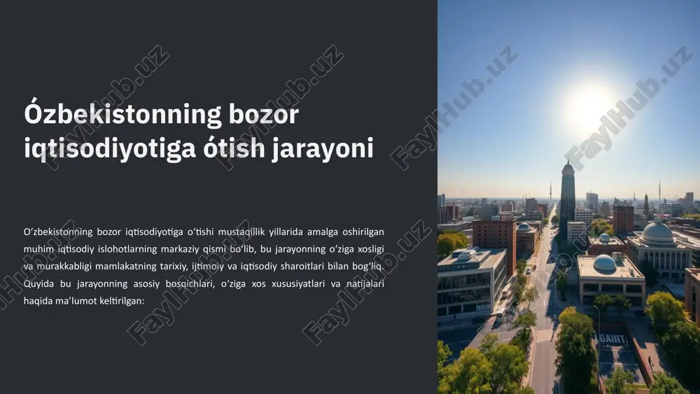 o‘zbekistonning bozor iqtisodiyotiga ótish jarayoni — PPTX