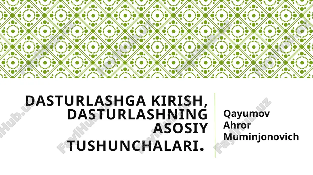 dasturlashgakirish, dasturlashning asosiy tushunchalari — PPTX
