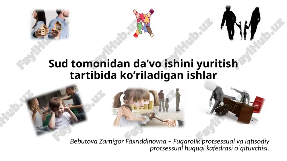 sūdtomonidan daʼvoi shiniyurit ishtartibida koʼriladigan ishlar — PPTX