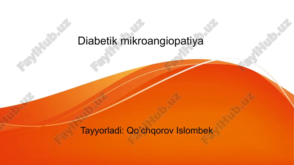 diabetik mikroangiopatiya — PPTX