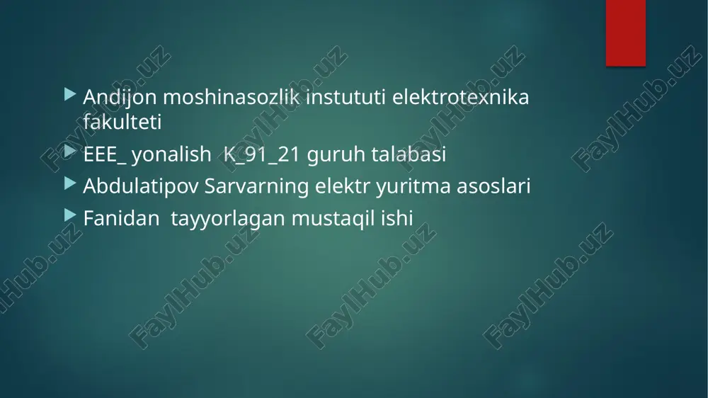 abdulatipov sarvarning elektryuritma asoslari — PPTX