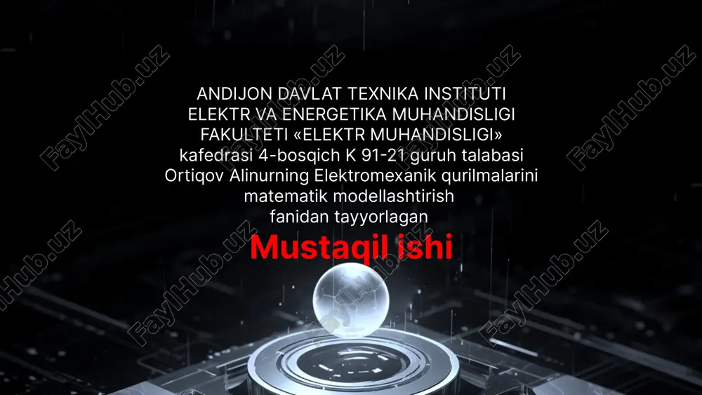 elektromexanik tizimlarining matematik modeli — PPTX