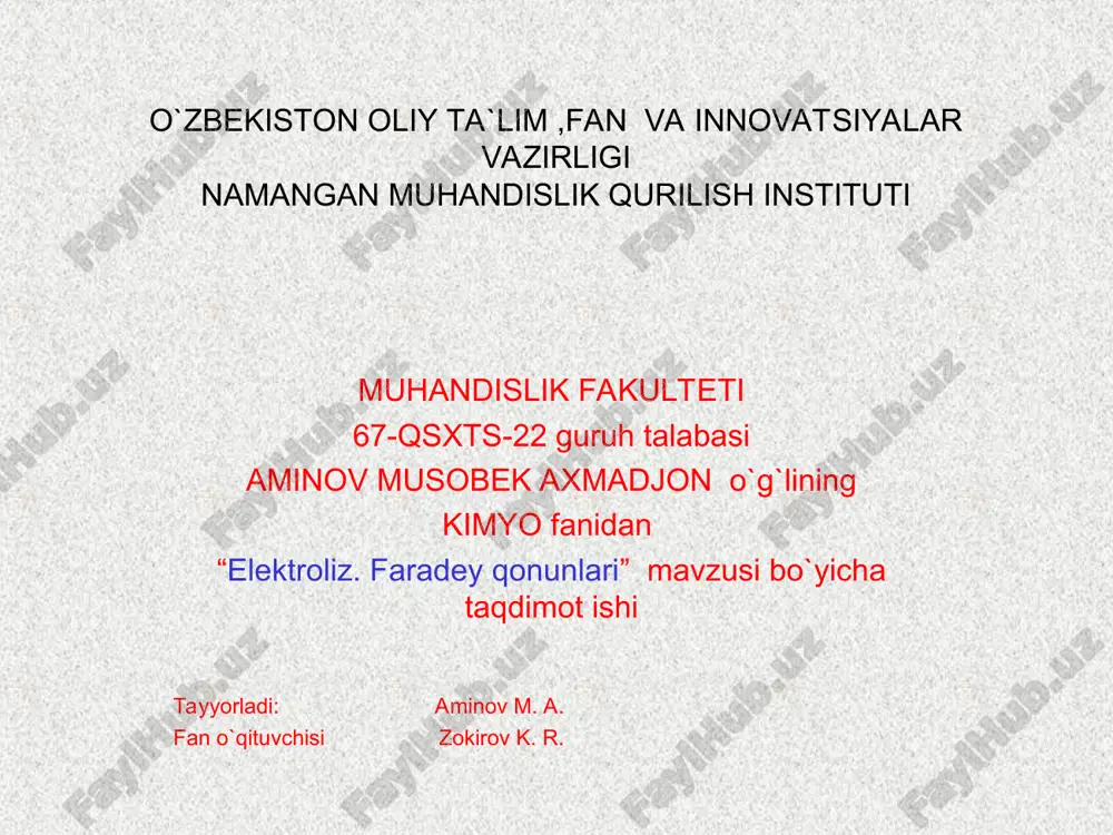 elektroliz. faradey qonunlari — PPT