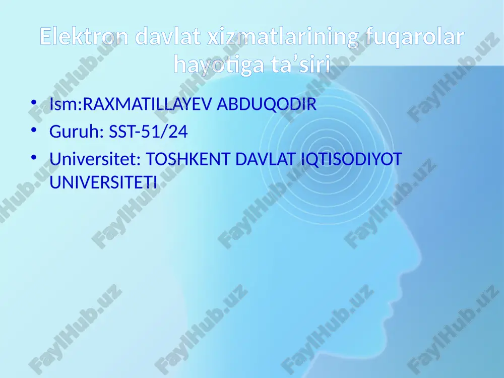elektron davlat xizmatlarining fuqarolar hayotiga taʼsiri — PPTX