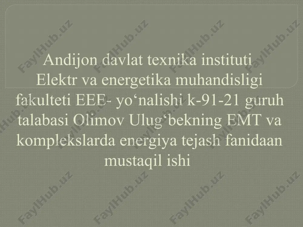 sanoatda asinxron motorlarning energiya tejashimkoniyatlari — PPTX