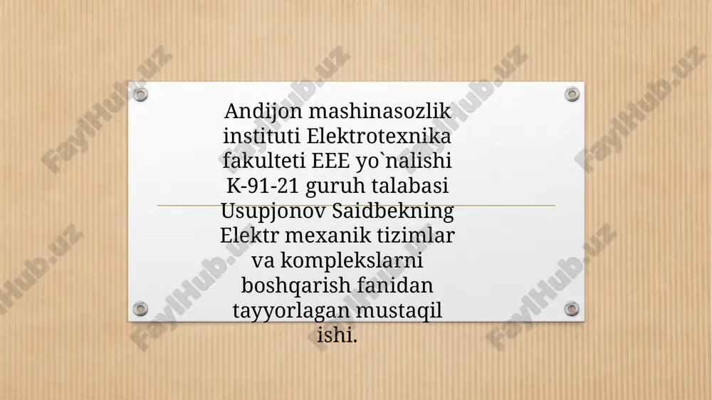 o'zgaruvchan tok motorini reverslash sxemasini tuzish — PPTX