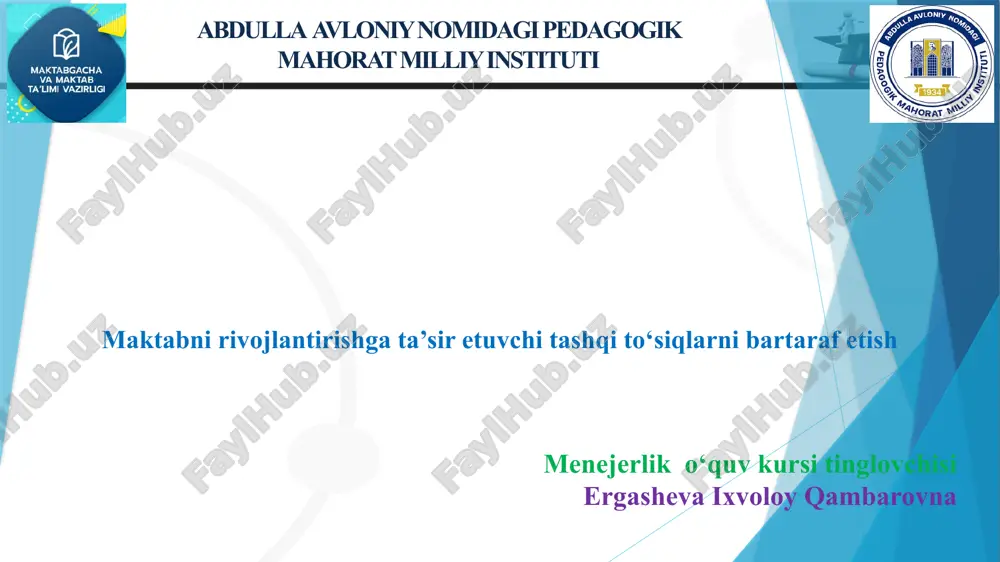 menejerlik o‘quv kursi tashqi to‘siqlari — PPTX