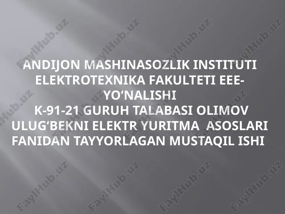 asinxronmotor inventarlichastotalao‘zgartgichi-sxemasi — PPTX