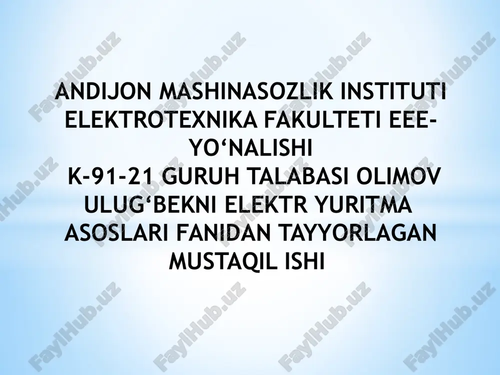 sinxronmashinani ishga tushirish va qaytarish — PPTX