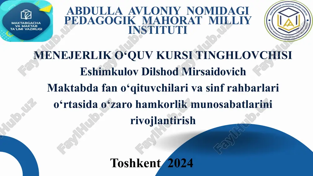 menejerlik o‘quv kursi tinghlovchisi — PPTX