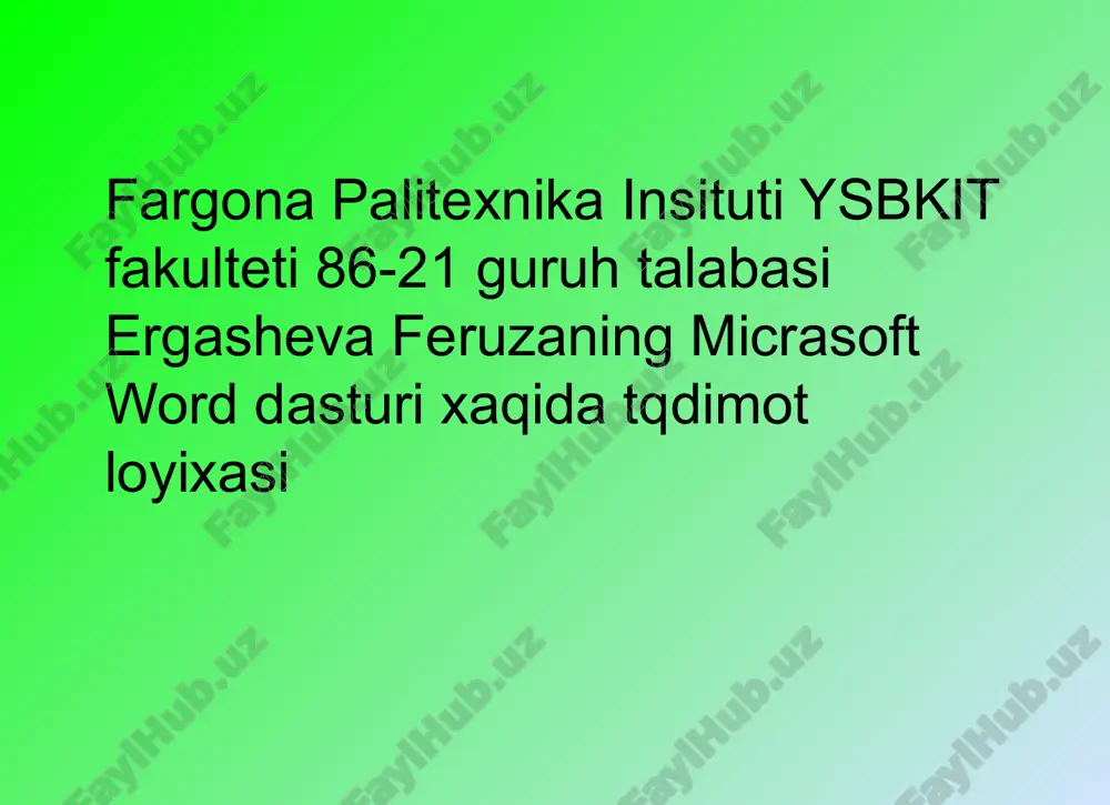 microsoft office word — PPTX