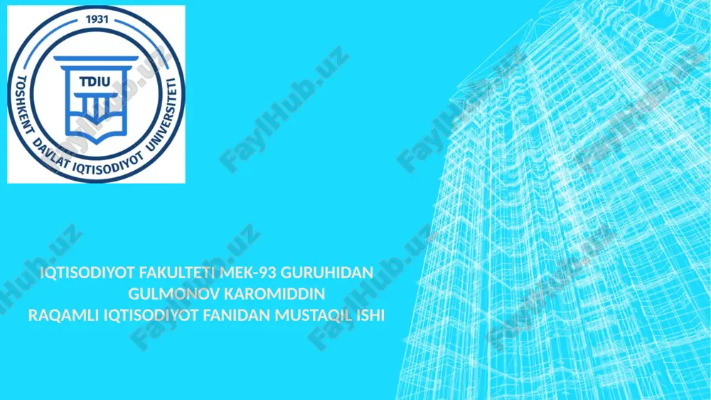 raqamli iqtisodiyotni rivojlantirish xususiyatlari — PPTX