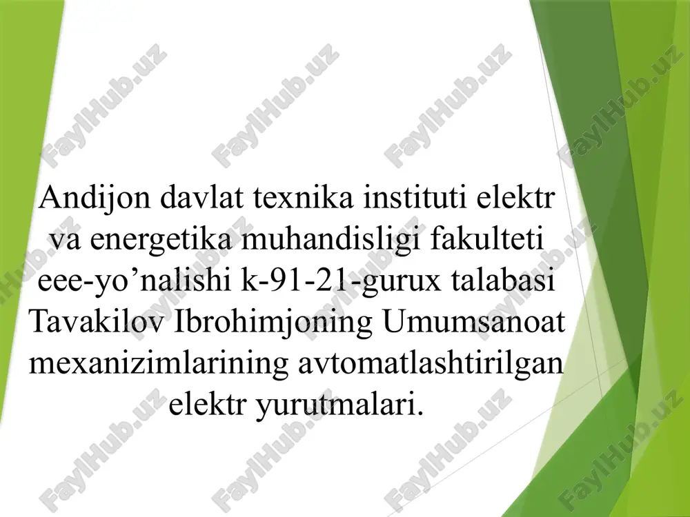 elektri tejamkorlik tushunchasi va uning ahamiyati — PPTX