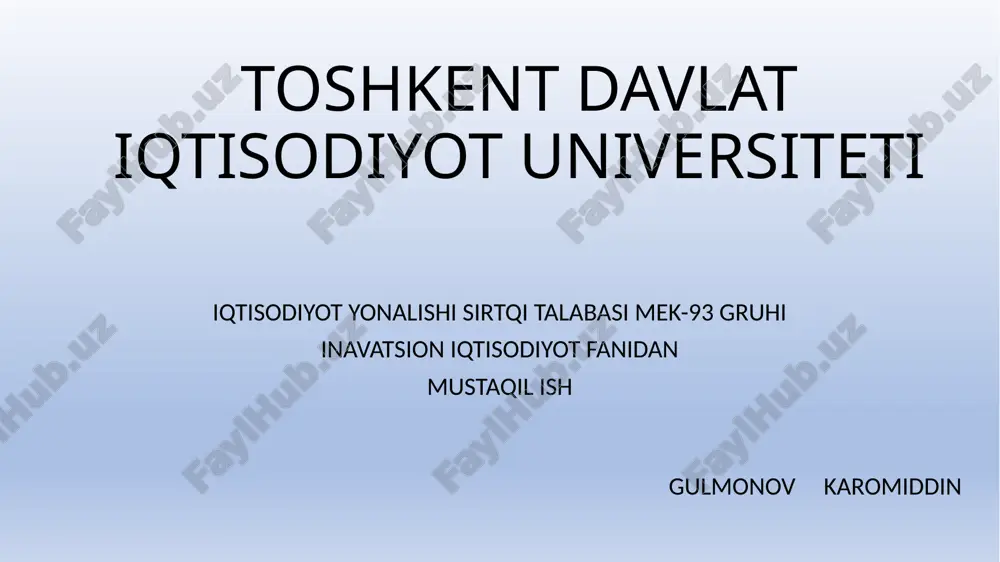 innovatsiya va innovatsion jarayonlar — PPTX