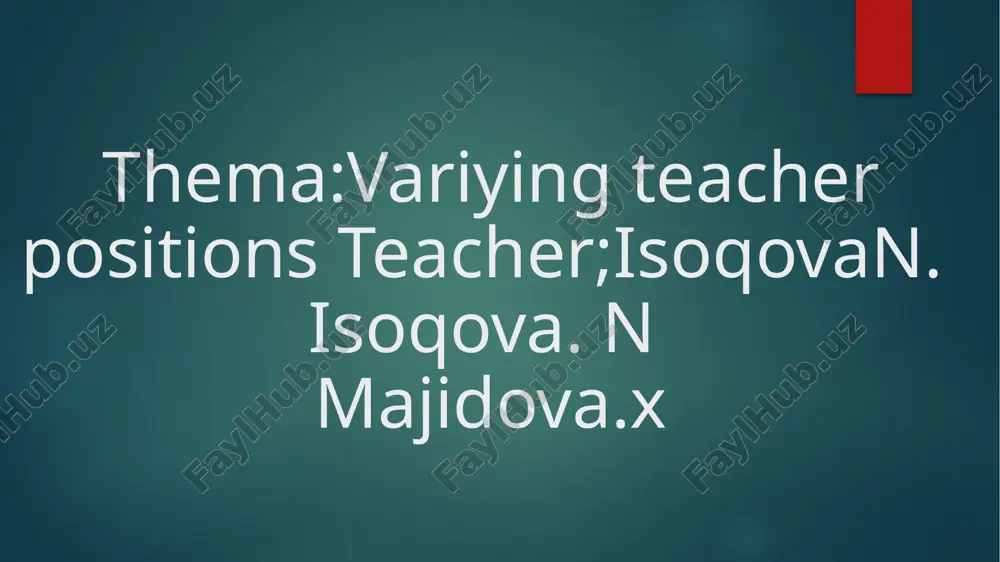 variying teacher positions — PPTX