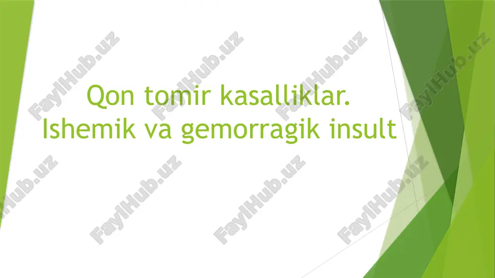 qon tomir kasalliklar. ishemik va gemorragik insult — PPTX