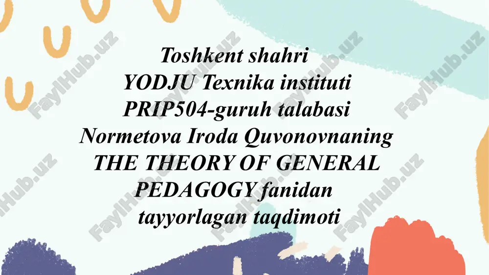 the theory of general pedagogy — PPTX