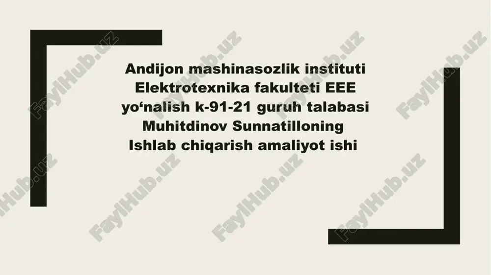 elektrotexnika fakulteti eee yo‘nalish talabasi — PPTX