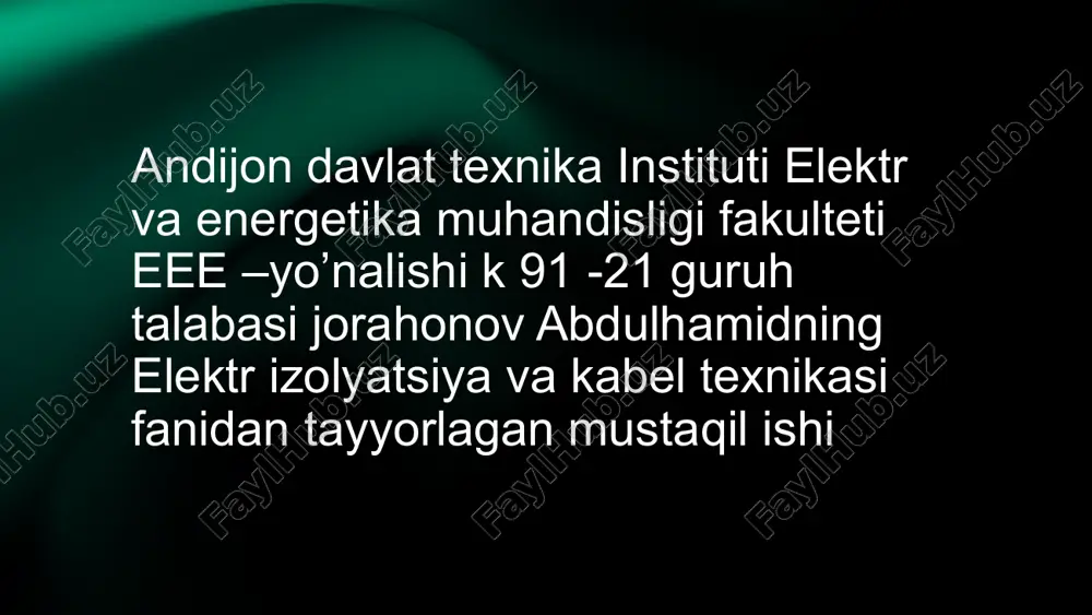 elektr va energetika muhandisligi mustaqil ishi — PPTX