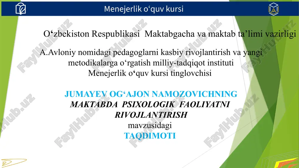 menejerlik o‘quv kursi — PPTX